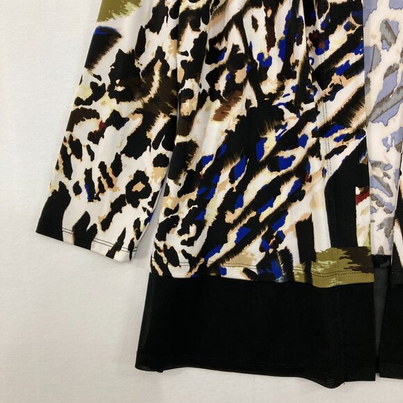 Jess & Jane Large Multi Abstract Open Front Stretch Knit Artsy Duster Jacket - Picture 4 of 10